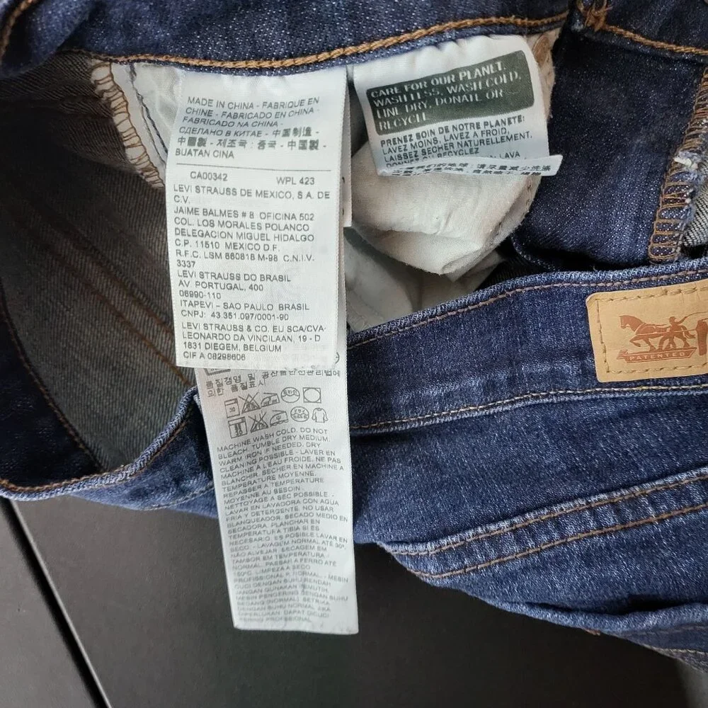 Levi's Womens 505 Straight Leg Dark Wash Mid Rise‎ Denim Blue Jeans 27/30 Casual